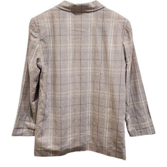 Requirements Women' Linen Blend Plaid Blazer - Beige Checkered - Size 12 - Picture 8 of 12
